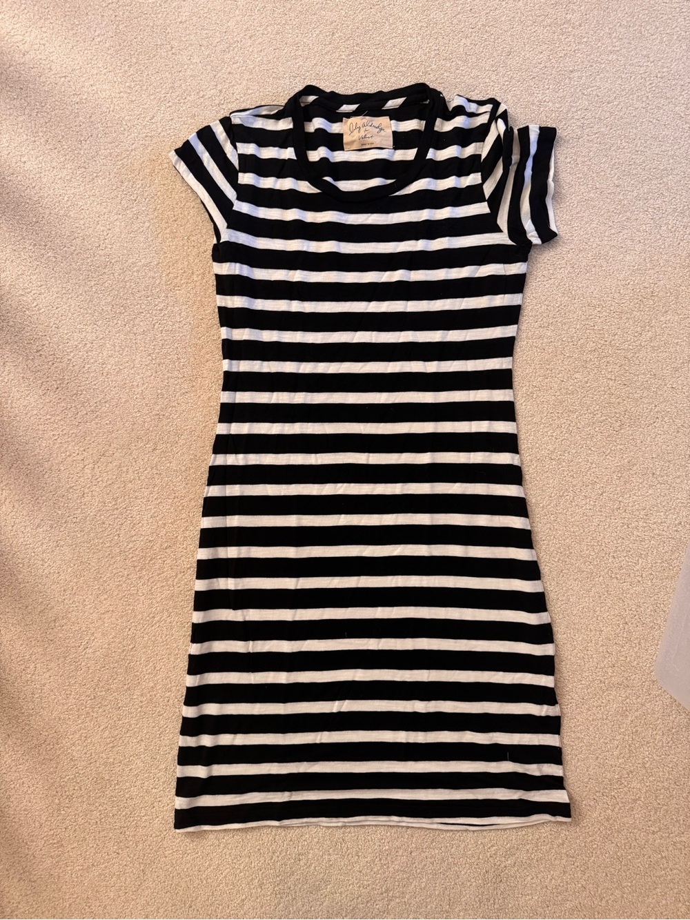 Velvet by Graham & Spencer x Lily Aldridge Black and White Striped T-Shirt Dress